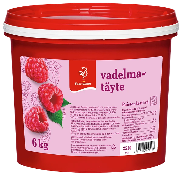 Vadelmatäyte, paistonkestävä 6,0 kg