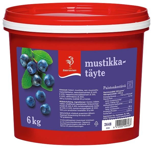 Mustikkatäyte, paistonkestävä 6,0 kg
