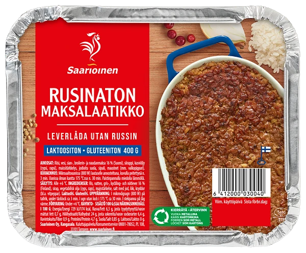 Maksalaatikko laktoositon/rusinaton 400 g