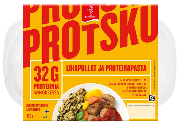 PROTSKU Lihapullat ja proteiinipasta 350 g