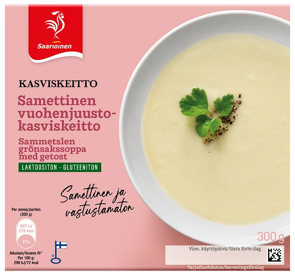 Samettinen vuohenjuusto-kasviskeitto 300 g