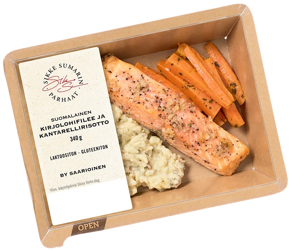 Suomalainen kirjolohifilee ja kantarellirisotto 340 g